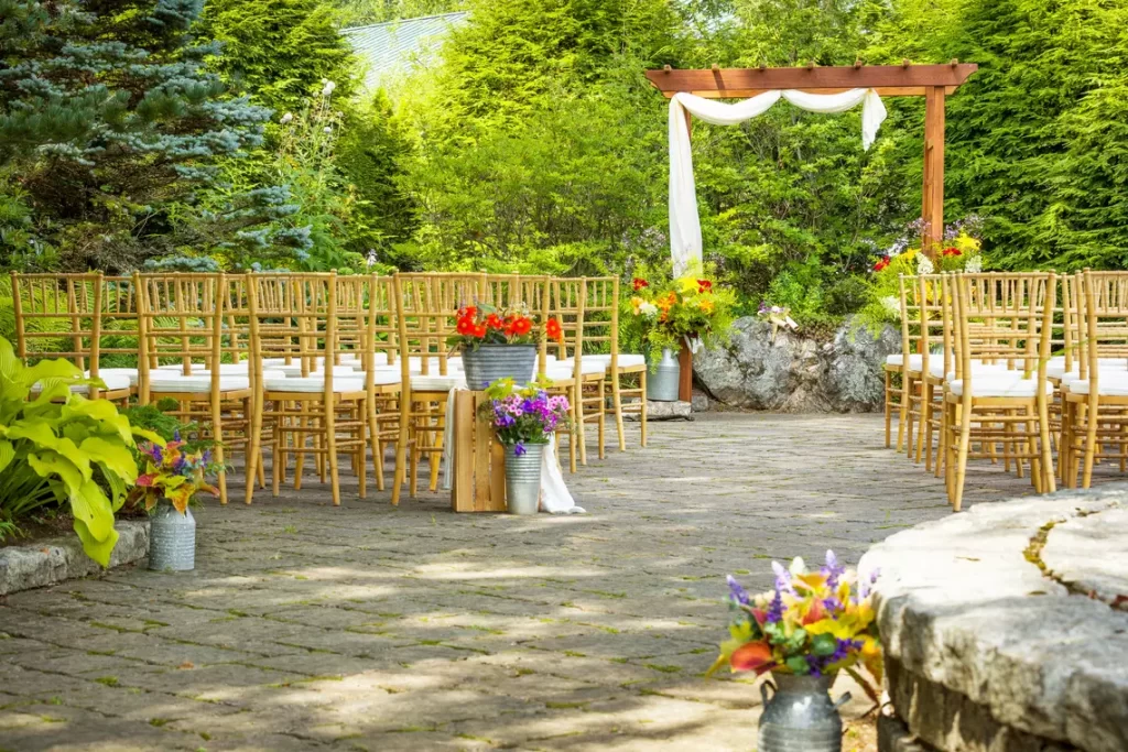 Lake Morey Resort Wedding Photos Patio Ceremony Setup