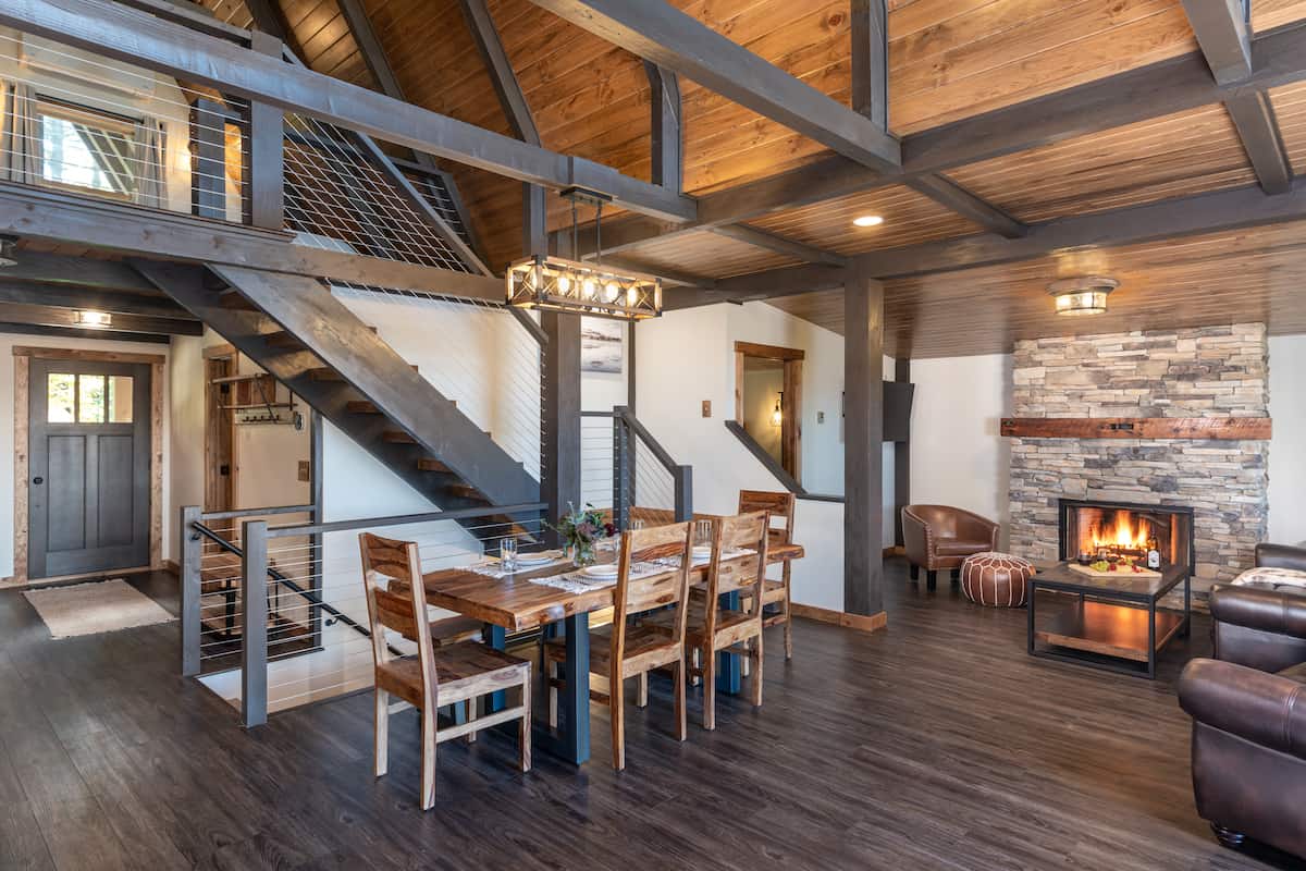 Sterling Ridge Resort Interior A Frame Dining Deck and Living Room