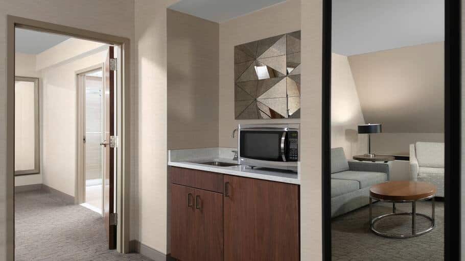 DoubleTree by Hilton Burlington - Mansfield Suite Living Area with Microwave