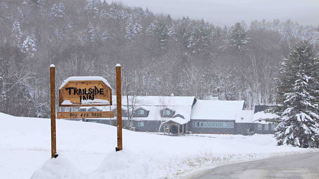 Trailside Inn - Winter Exterior with Sign