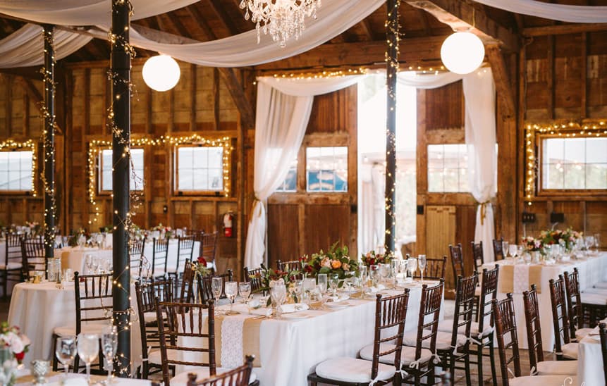 West Mountain Inn - Barn Wedding Reception Tables