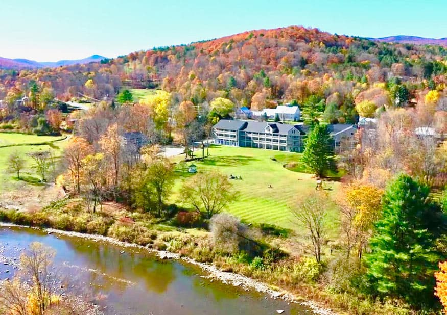 506 On The River Inn - Fall Aerial Property View with River