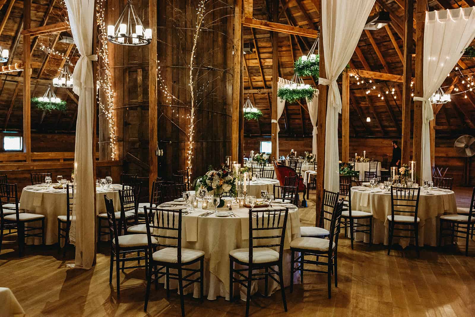 Inn at the Round Barn Farm - Wedding Reception with Round Tables