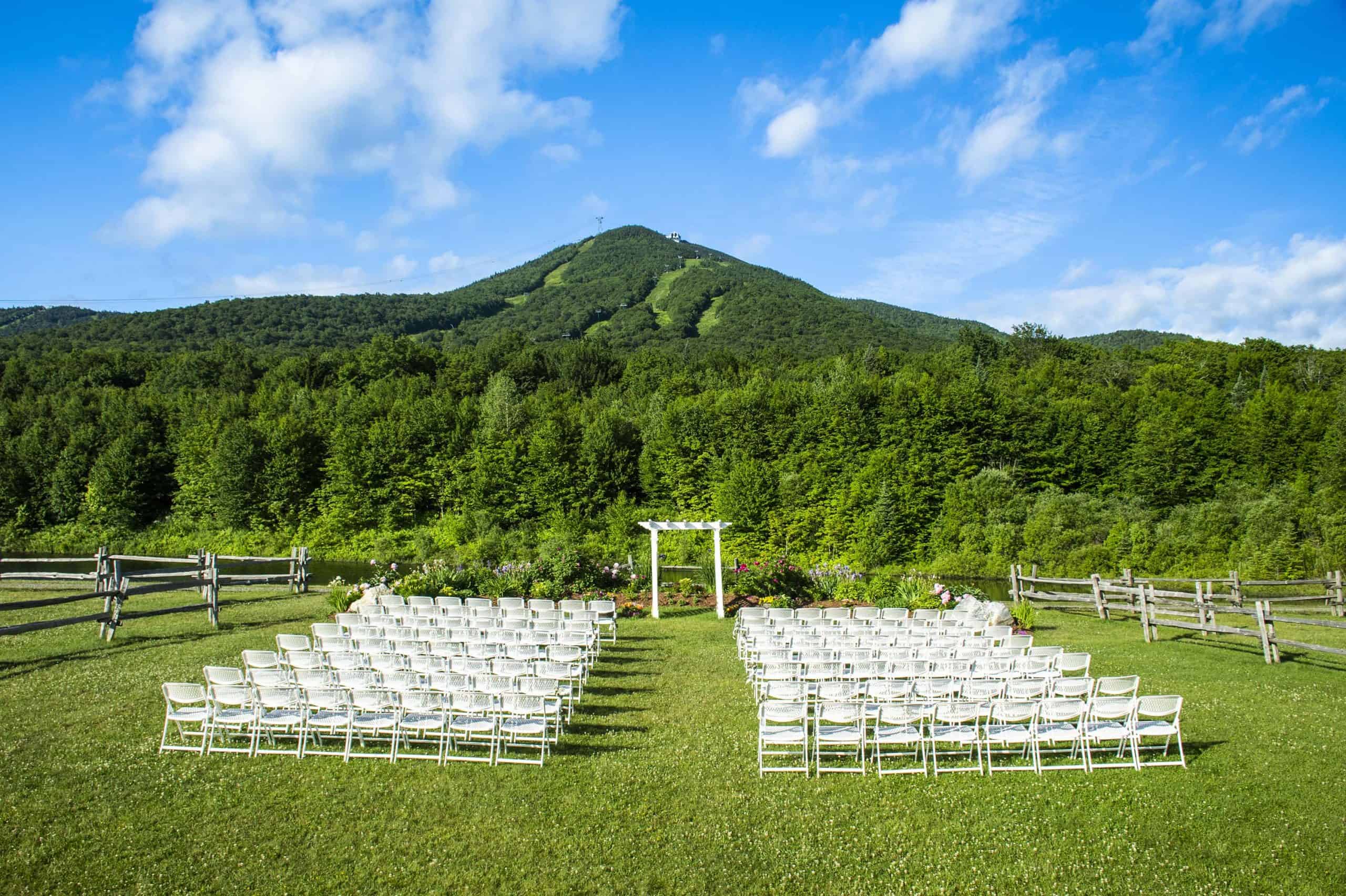 Jay Peak Resort - Summer Outdoor Wedding Arch and Chairs