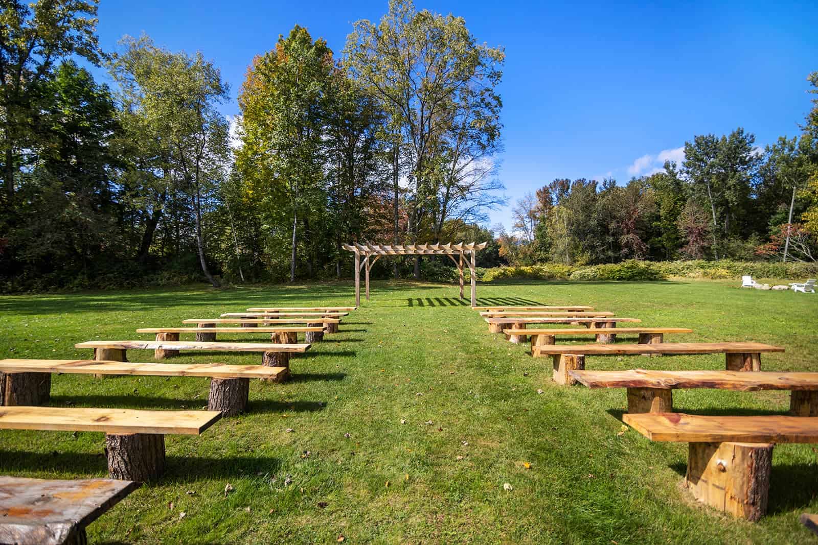 Town & Country Stowe - Wedding Meadow with Benches and Pergola