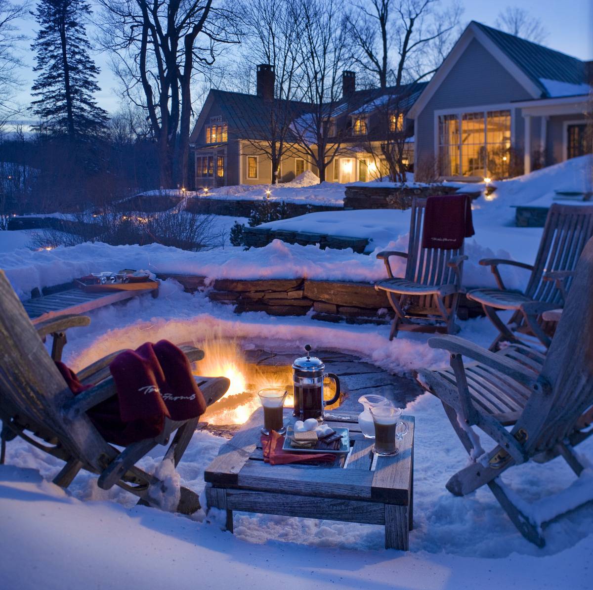 Twin Farms - Winter Outdoor Fire Pit with Smores