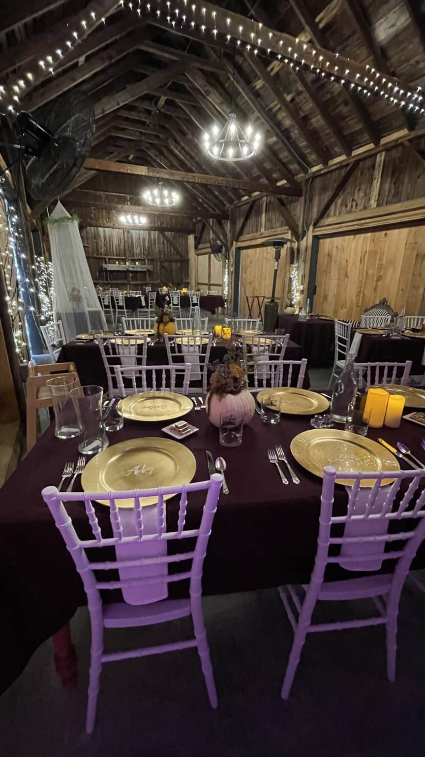 Phineas Swann Inn & Spa - Wedding Reception Tables in Barn