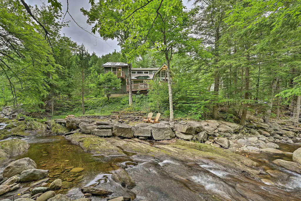 Beautiful Jay Peak Home Near Creek & Waterfalls Exterior Cabin with Waterfalls