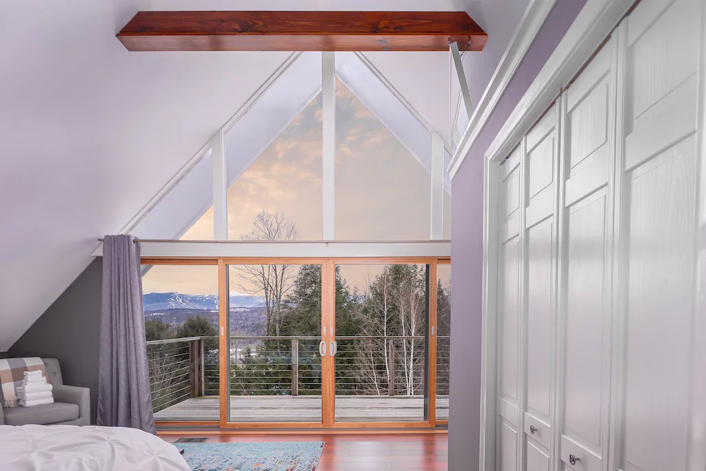 Classic Stowe Ski Chalet by RedAwning Master Bedroom Stowe Trail Views