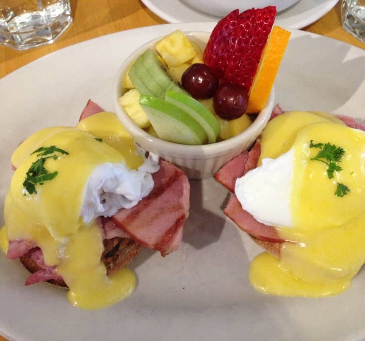 Spot on the Dock - Eggs Benedict with Fruit