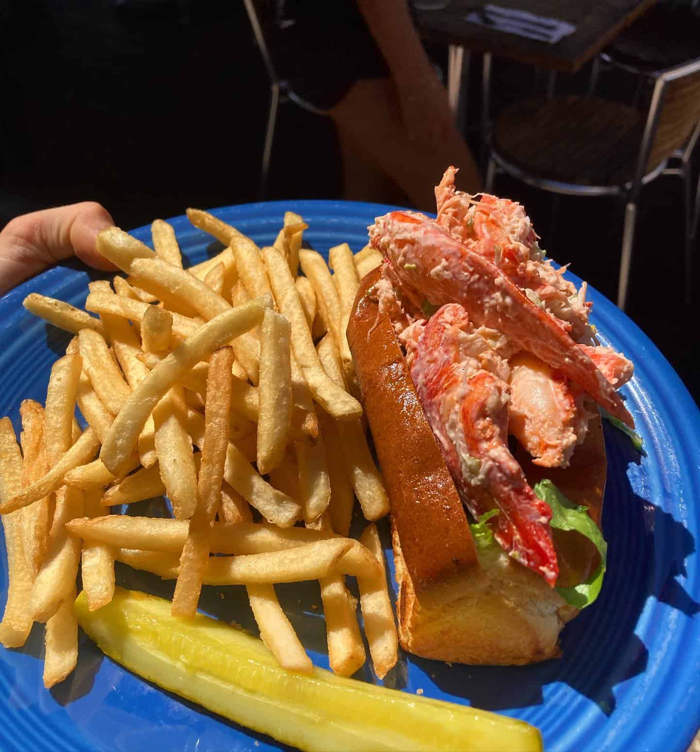 Spot on the Dock - Lobster Roll with French Fries and Pickle