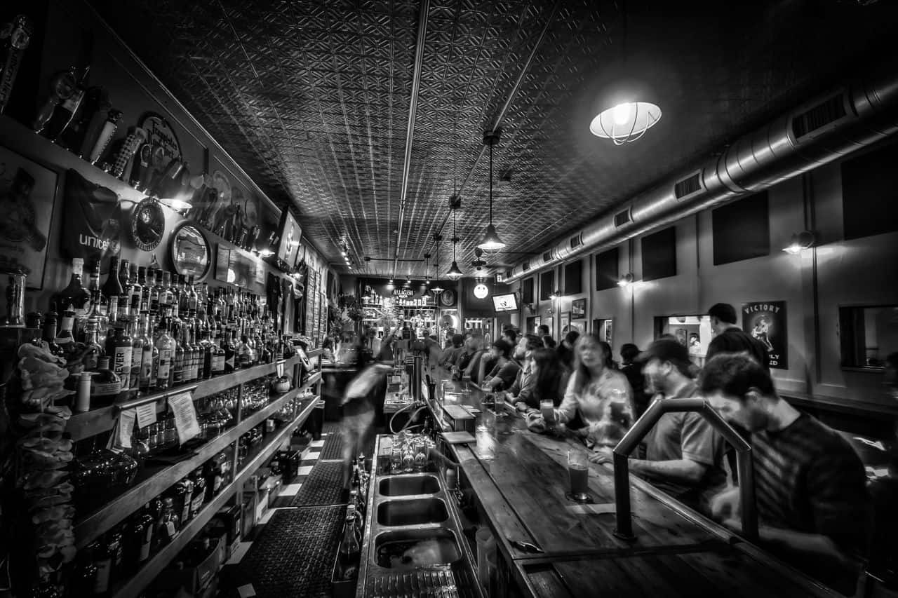 Three Penny Taproom Black and White Bar
