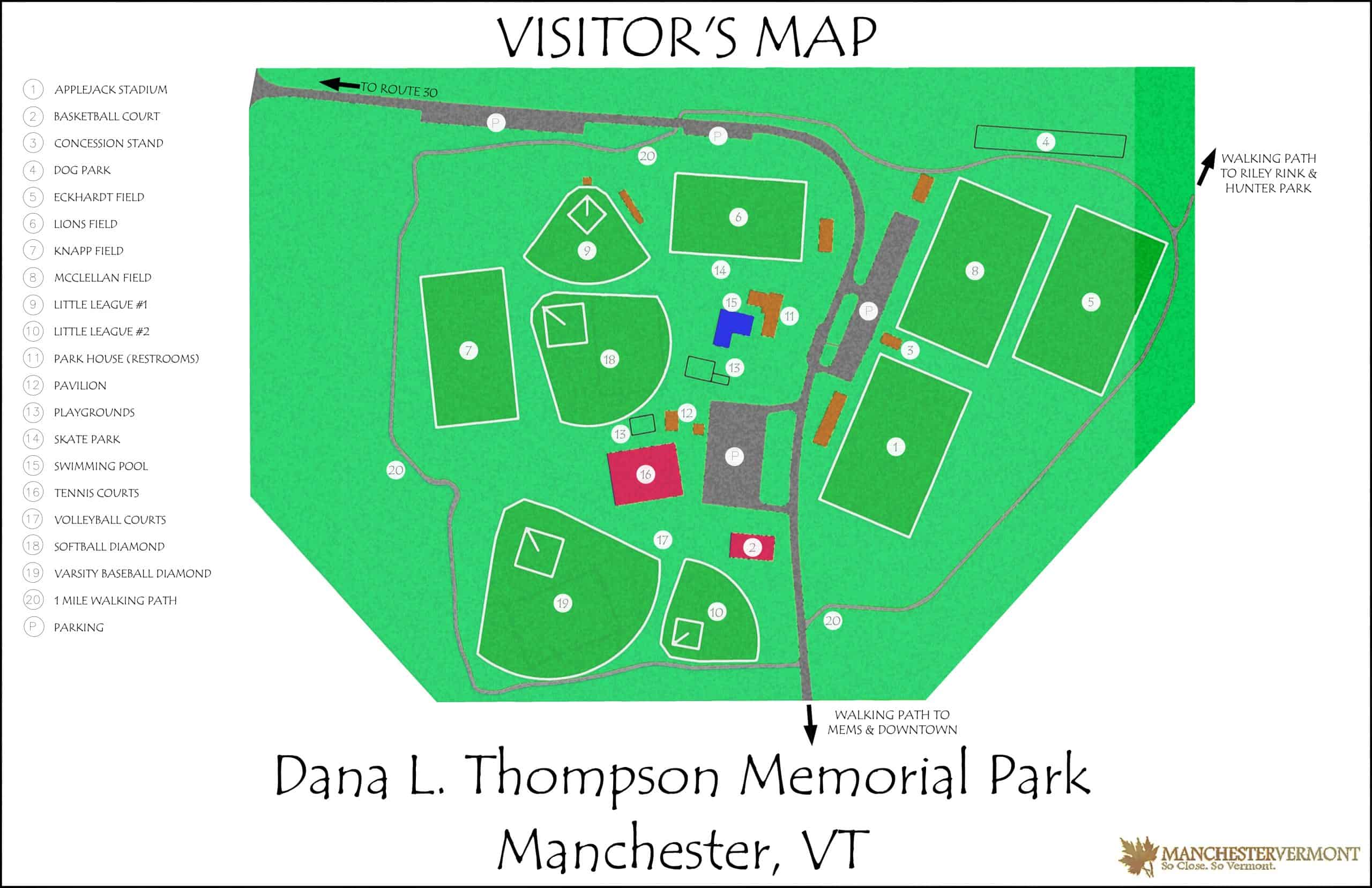 Dana L Thompson Memorial Park - Skatepark - Visitor's Map Large