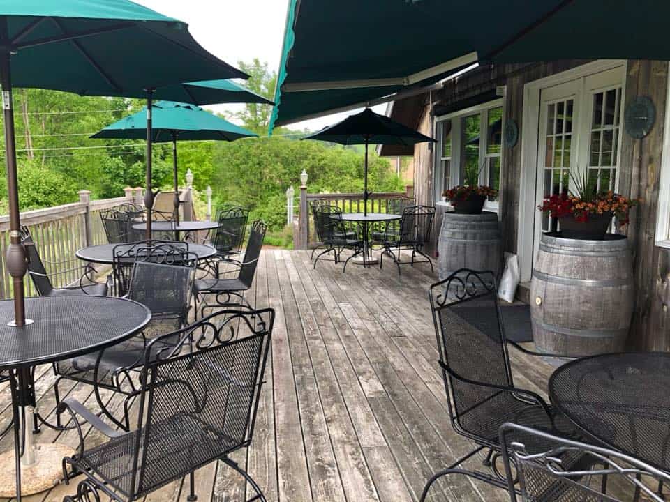 Charlotte Village Winery Outdoor Deck with Umbrella Tables