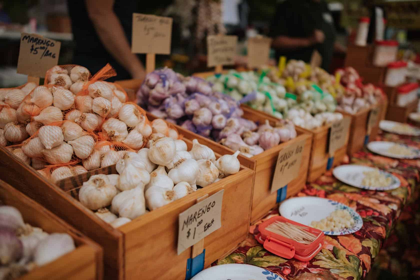 Garlic Town USA Farmstand with Garlic Bulbs