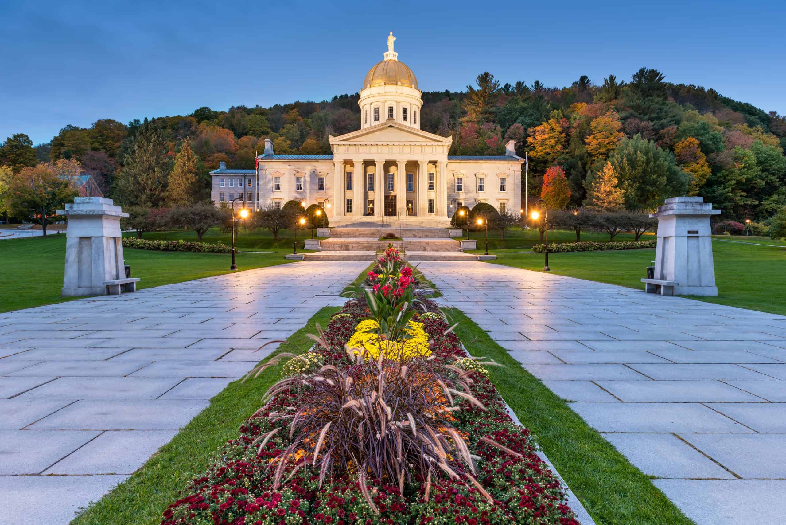 Montpelier State Capitol at Night during early fall foliage.jpg
