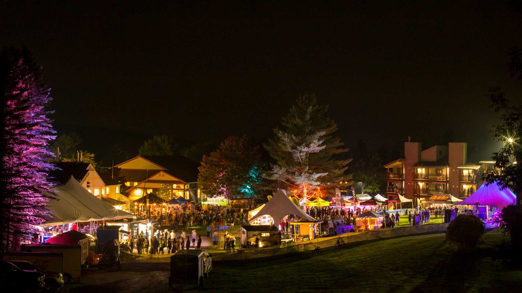 Smugglers Notch FallFest at Night with Lights and Music