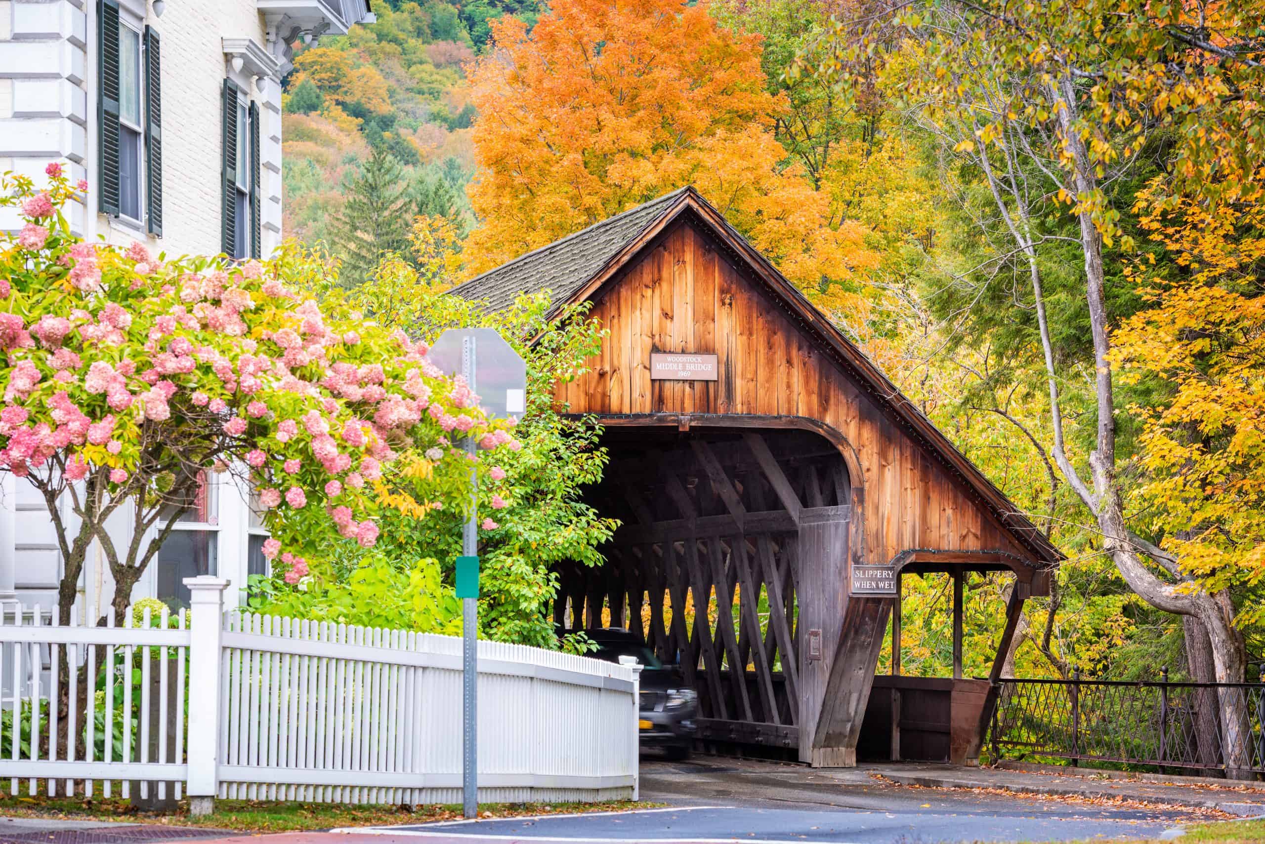 Woodstock Village Covered Bridge Fall Foliage