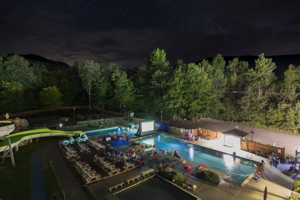 Smugglers Notch Resort Dive in Movie at Night
