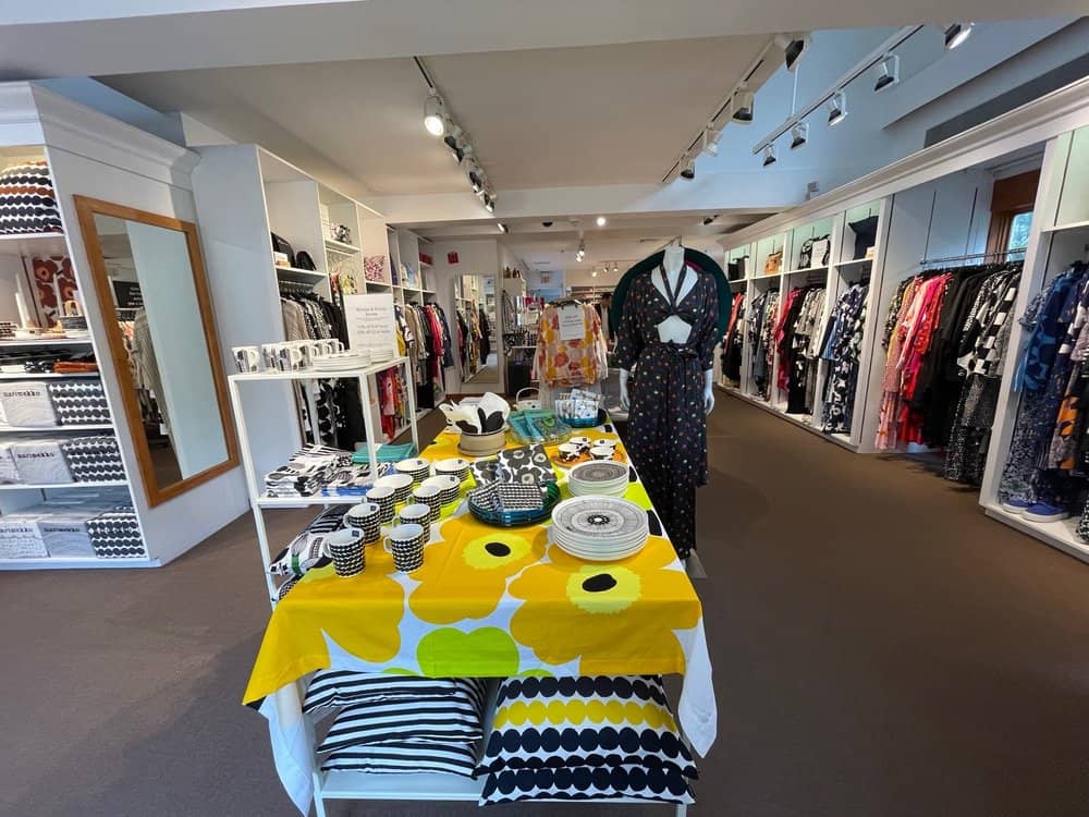 Marimekko Outlet - Yellow Flower Pattern Clothes & Tableware - Store Interior