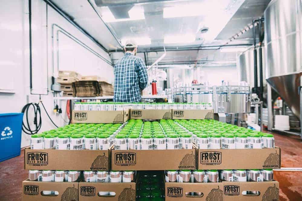 Frost Beer Works - Boxed Cans in Brewery