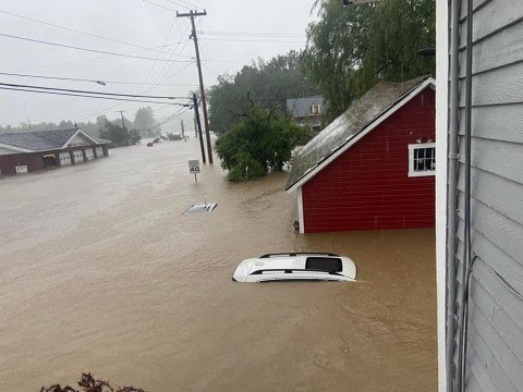Vermont Flood Weston Car Submerged