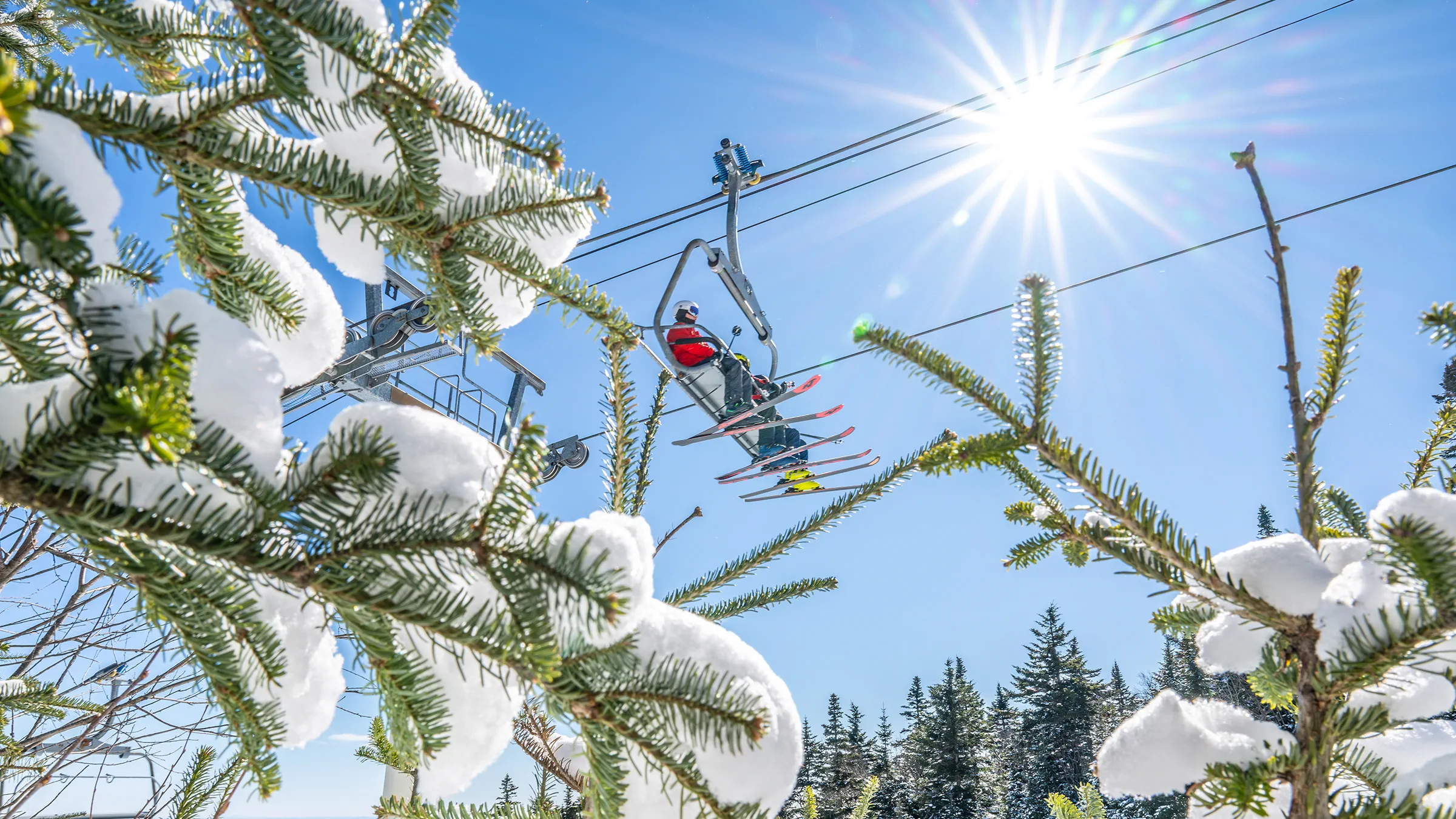 Stratton Mountain Resort Spring Skiing Bluebird Chairlift